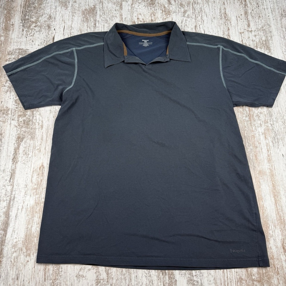 Patagonia Grey Athletic Polo Shirt Men Sz XL Golf Hiking Outdoor Casual‎ Dad